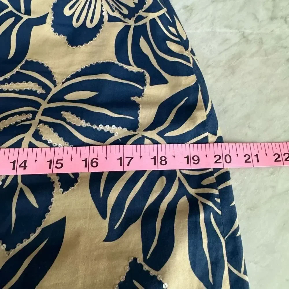 Talbots tropical print sequined skirt cotton stretch size 6